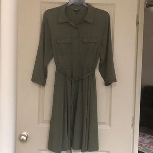 3/4 Sleeve Dress- Olive Green- with pockets!